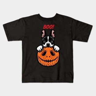 Halloween Pumpkin French Bulldog Kids T-Shirt